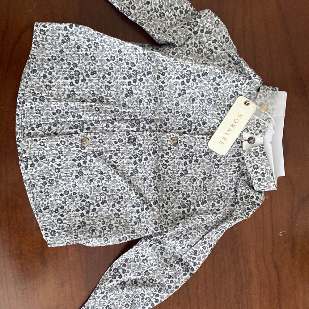 Noralee . NWT Size : 12 months . “ Harrison shirt Blue Floral “